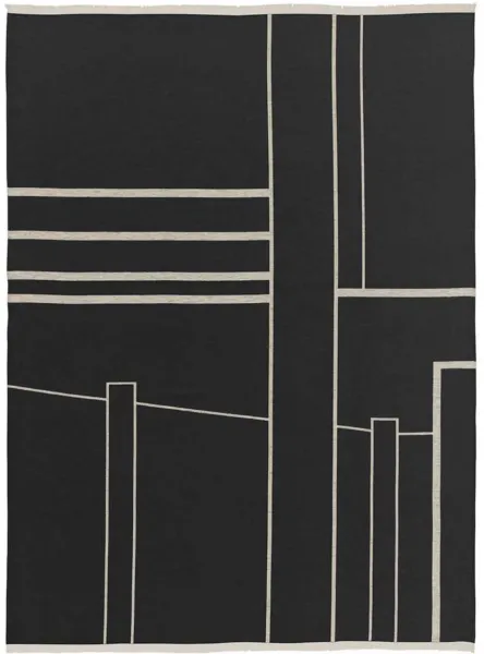 KRISTINA DAM STUDIO Architecture plaid - offwhite og sort bomuld (180x130)